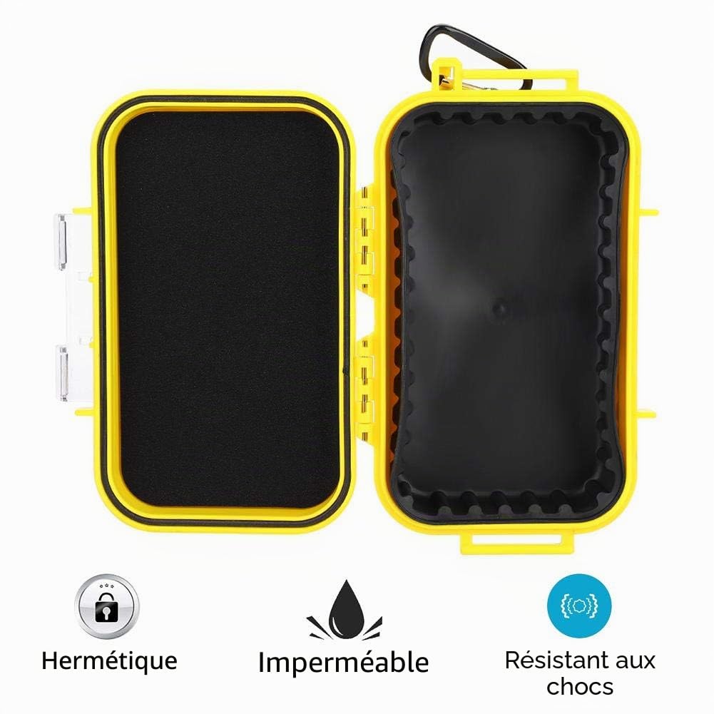 pelican case small, Étanche Boîte Sèche Hermétique Eérieur Antichoc étui de Rangement Polyvalent Carry Box Conteneur Intérieur Caoutchouc Pad Amovible(jaune)