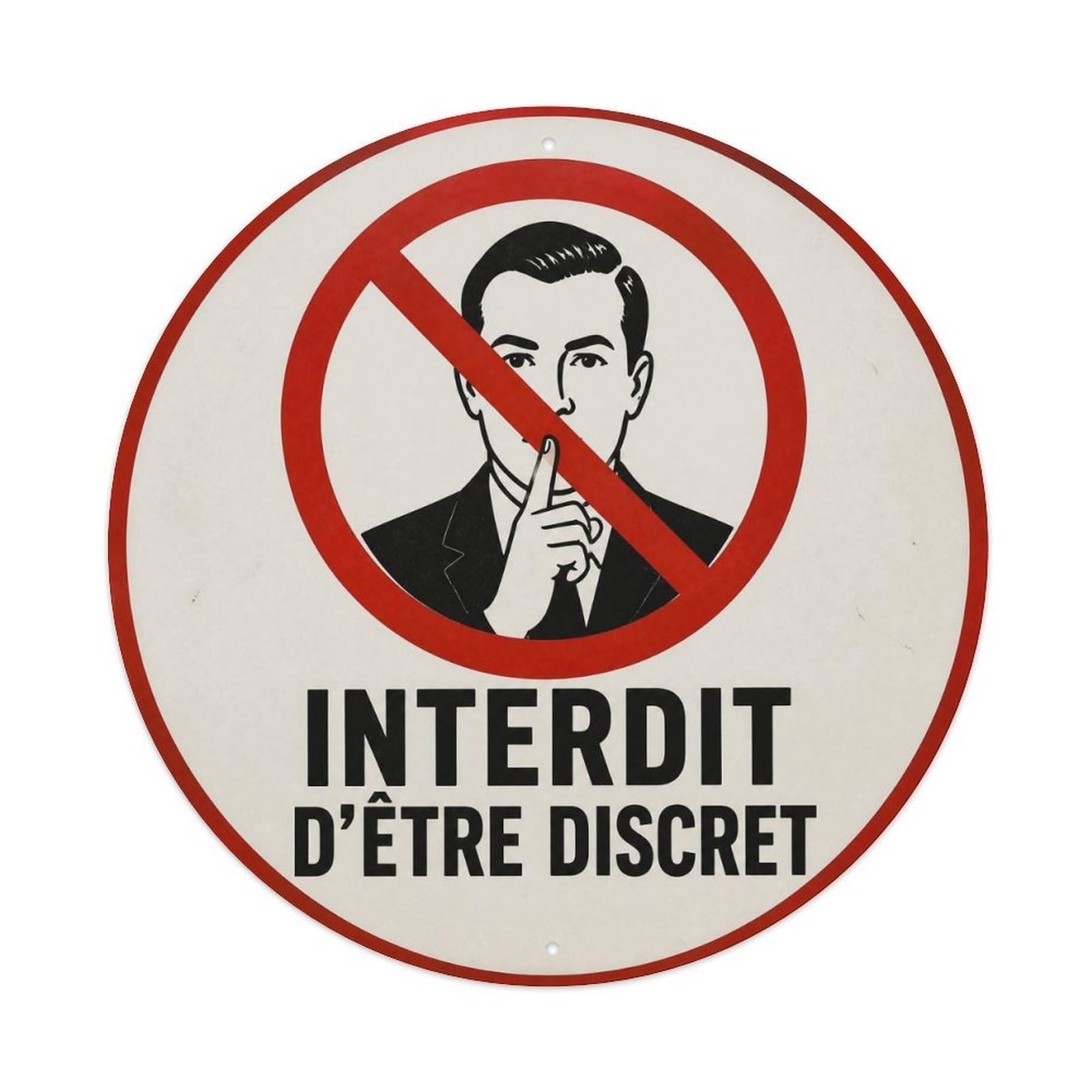 Olyhtr 8X8inch Classic Style Screenprint Style Discreet Humor French Witty Notice Metal Tin Sign