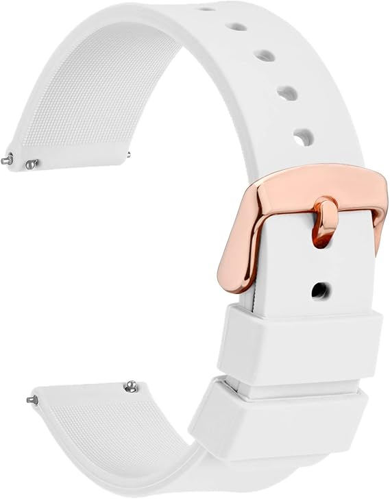 wocci silicone watch strap with rose gold buckle quick release strap 14 mm 18 mm 20 mm 22 mm