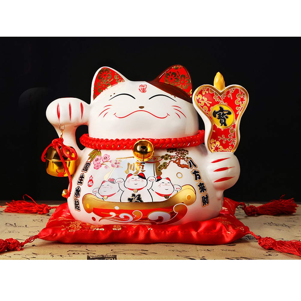 Amazon.co.jp: 10インチ 磁器 招き猫 招き猫 風水猫 [D2] : Home & Kitchen