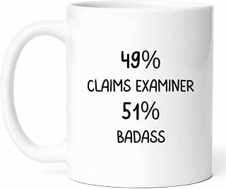 Badass Claims Examiner Mug - Insurance Specialist Coffee Cup - Risk Assessment Funny Gift From Team - Policy Analyst Tea Mugs - Coverage Review Cups - 11 Oz Ceramic Gifts For Adjusters, Birthday, Him