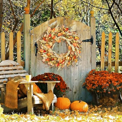 Fall-Wreath-for-Front-Door-24-Primitive-Fall-Decor-with-Berries-Grain-Wheat-Ears-Straw-Autumn-Wreath-Thanksgiving-Wreath-for-Farmhouse-Home-Wall-Festival-Decor Fall Wreath for Front Door 24 Primitive Fall Decor with Berries Grain Wheat Ears Straw Autumn Wreath Thanksgiving Wreath for Farmhouse Home Wall Festival Decor