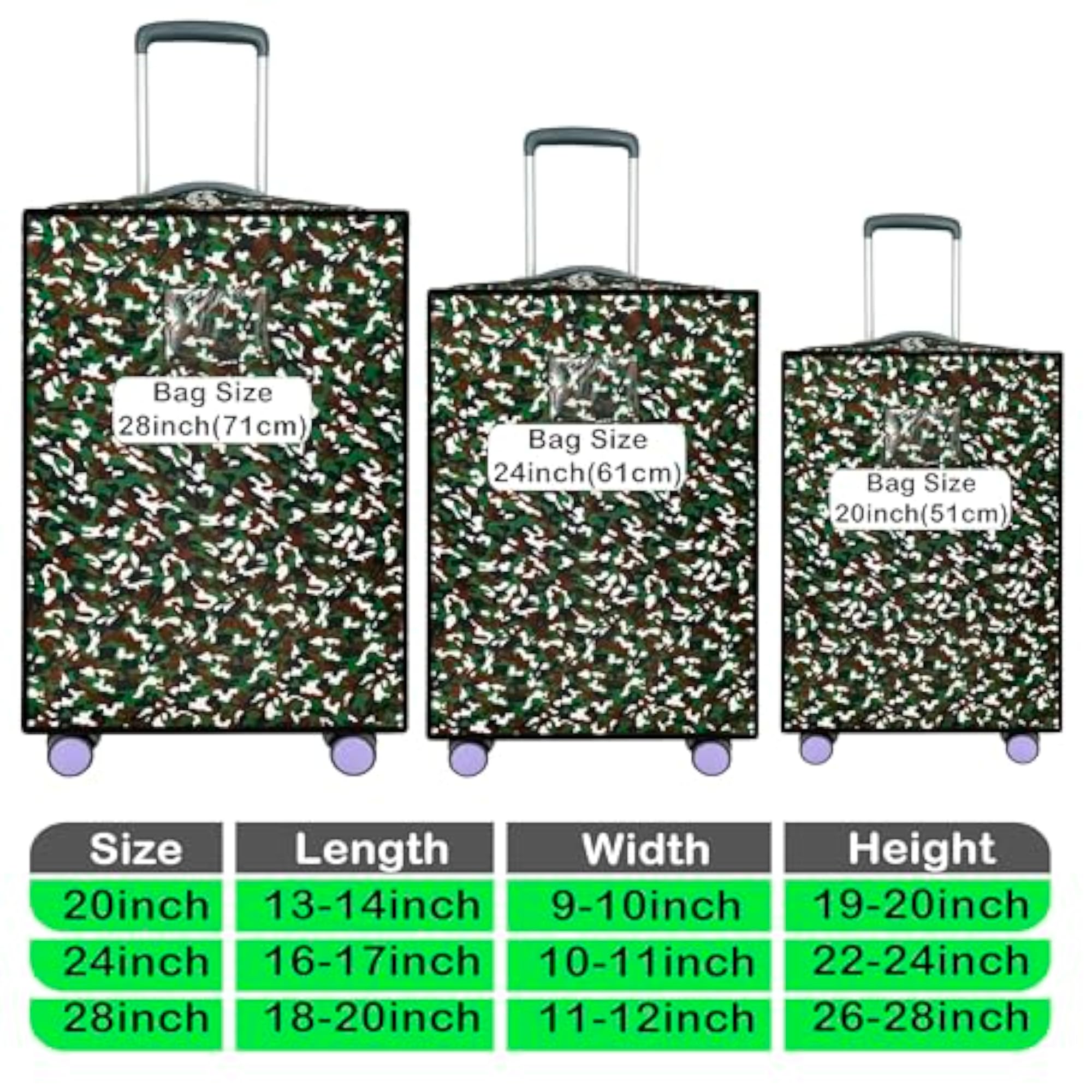 Military Print Trolley Bag Cover, Set of 3