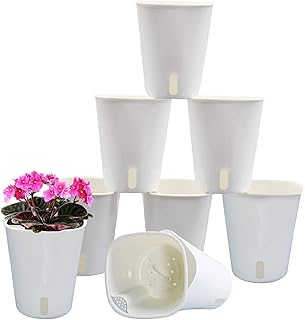 TCBWFY 12.5cm Self Watering Pots for Indoor Plants,5 Sets Self Watering Planter Pots with Visual Water Level Window and Multiple Vents,Self Watering Plant Pot for All House Plants,Flowers,Herbs