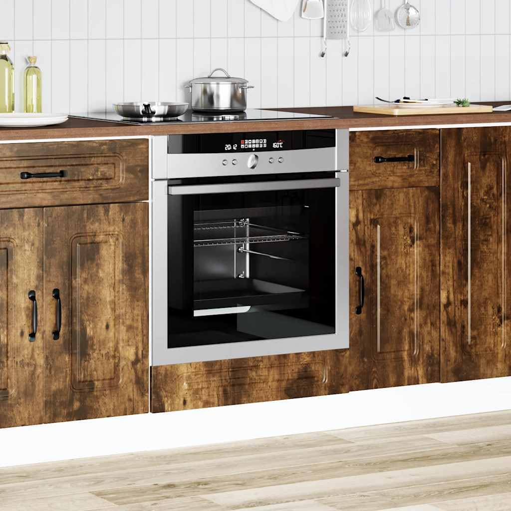 vidaXL Herdumbauschrank Kalmar Räuchereiche Holzwerkstoff, Backofenschrank, Herdschrank, Ofenschrank, Küchenofenschrank, Küchenherdschrank