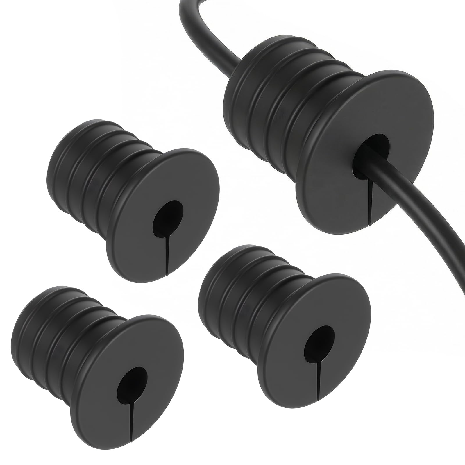 4PCS Black Wall Grommet for Starlink, 3/4 inch Cable Hole Cover for Wall Cable Pass Through Silicone Cord Hider for Organizing TV Ethernet Starlink Cables, Anti-Slip Decorates Holes