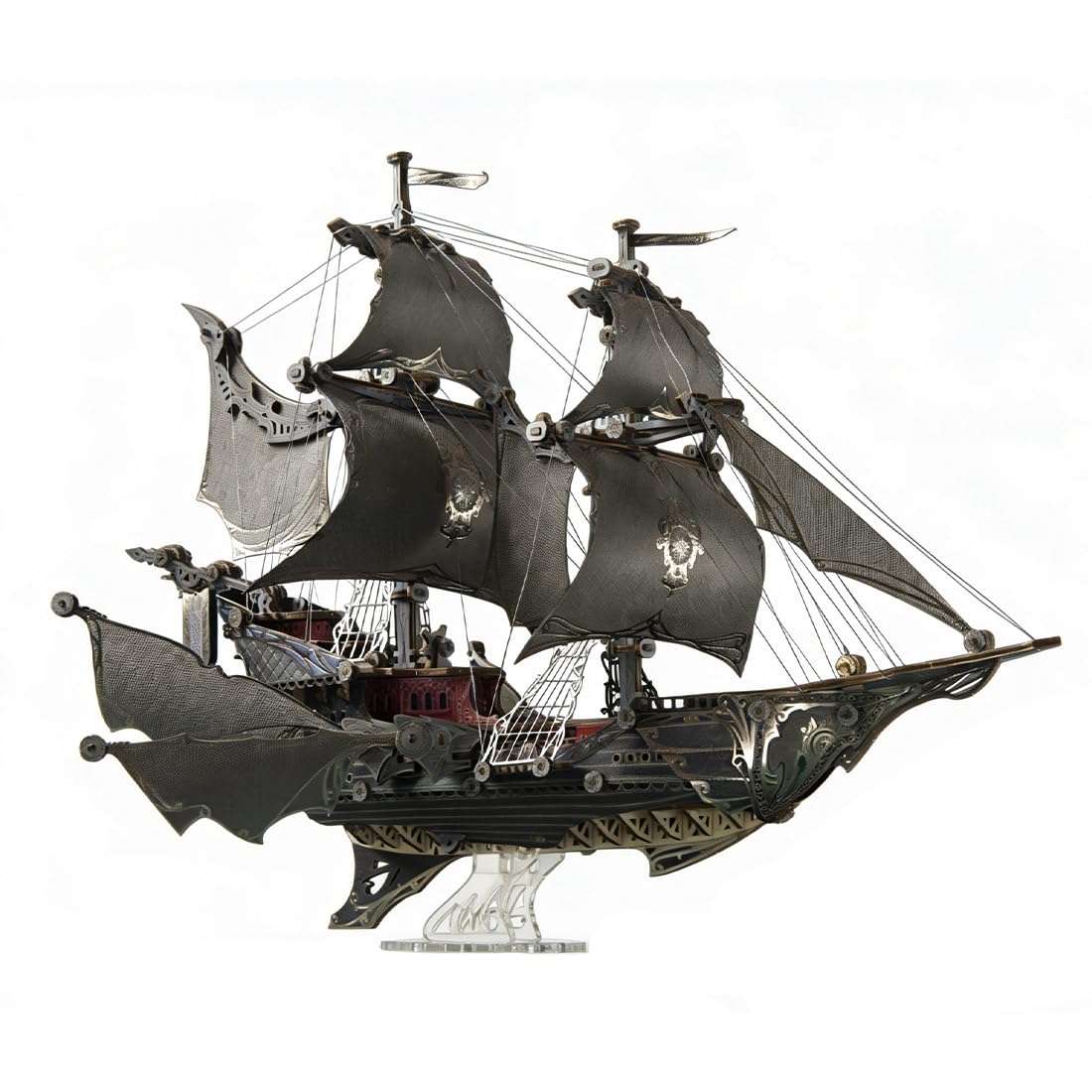 SXDMOUBK Victorian Elf Ship 3D Puzzle Model Kit, DIY Sailboat Mechanical for Adults to Build, Gift for Men, Black, 386PCS