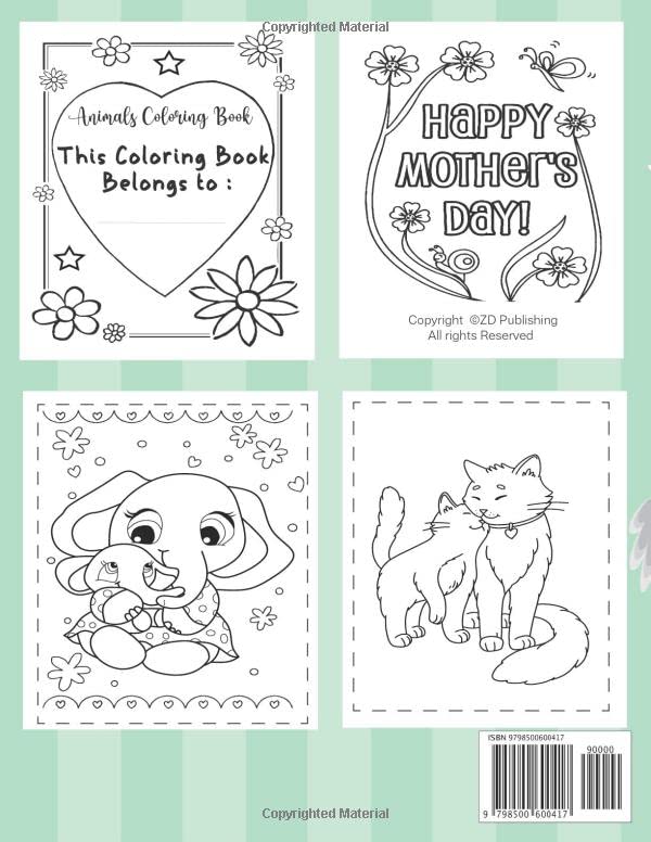 Animals Coloring Book Mother + Baby: Mother's Day | incredibly Cute and Lovable Baby Animals | Activity Pages For Kids | Boys and Girls | Large Print ... | Perfectly Portable Pages gift | paperback | image 3