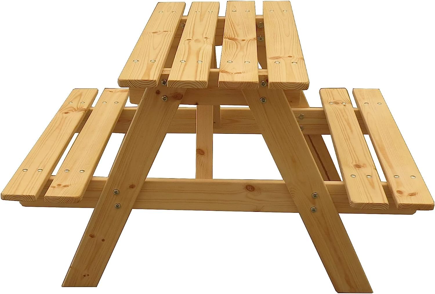 TIMBELA M018-1 Drewniany stół dziecięcy - stół i krzesło dziecięce - stół piknikowy 90 x 90 x wys. 50 cm - salon ogrodowy dla dzieci do użytku na zewnątrz lub wewnątrz