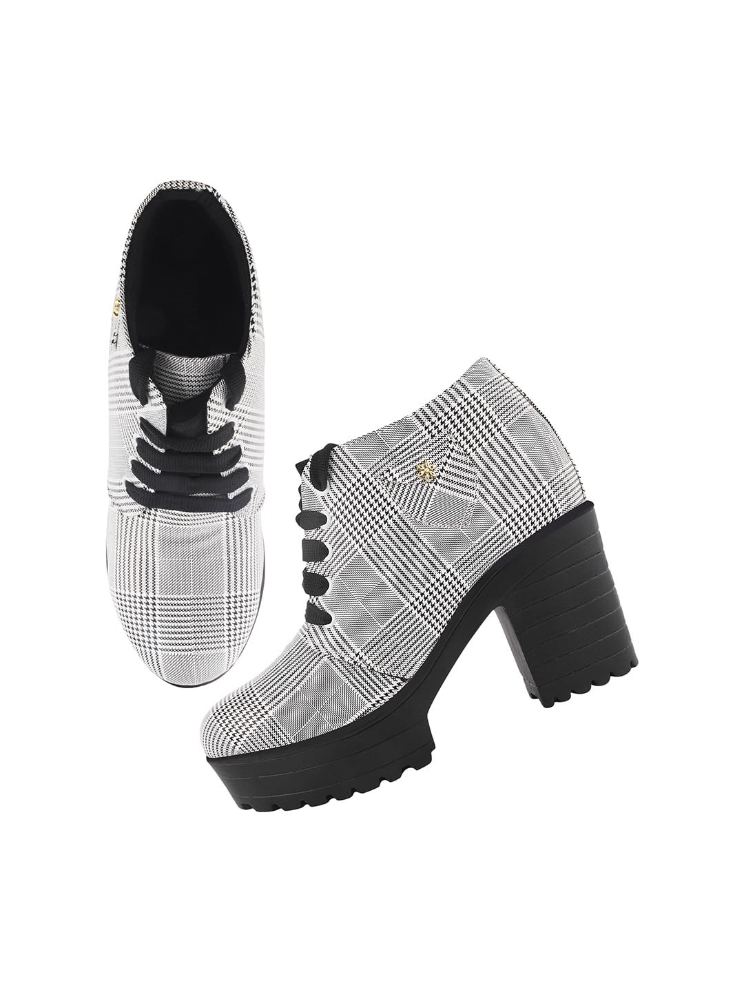 Stylish & Comfortable Fashion Block Heel Boots for Womens & Girls Black White