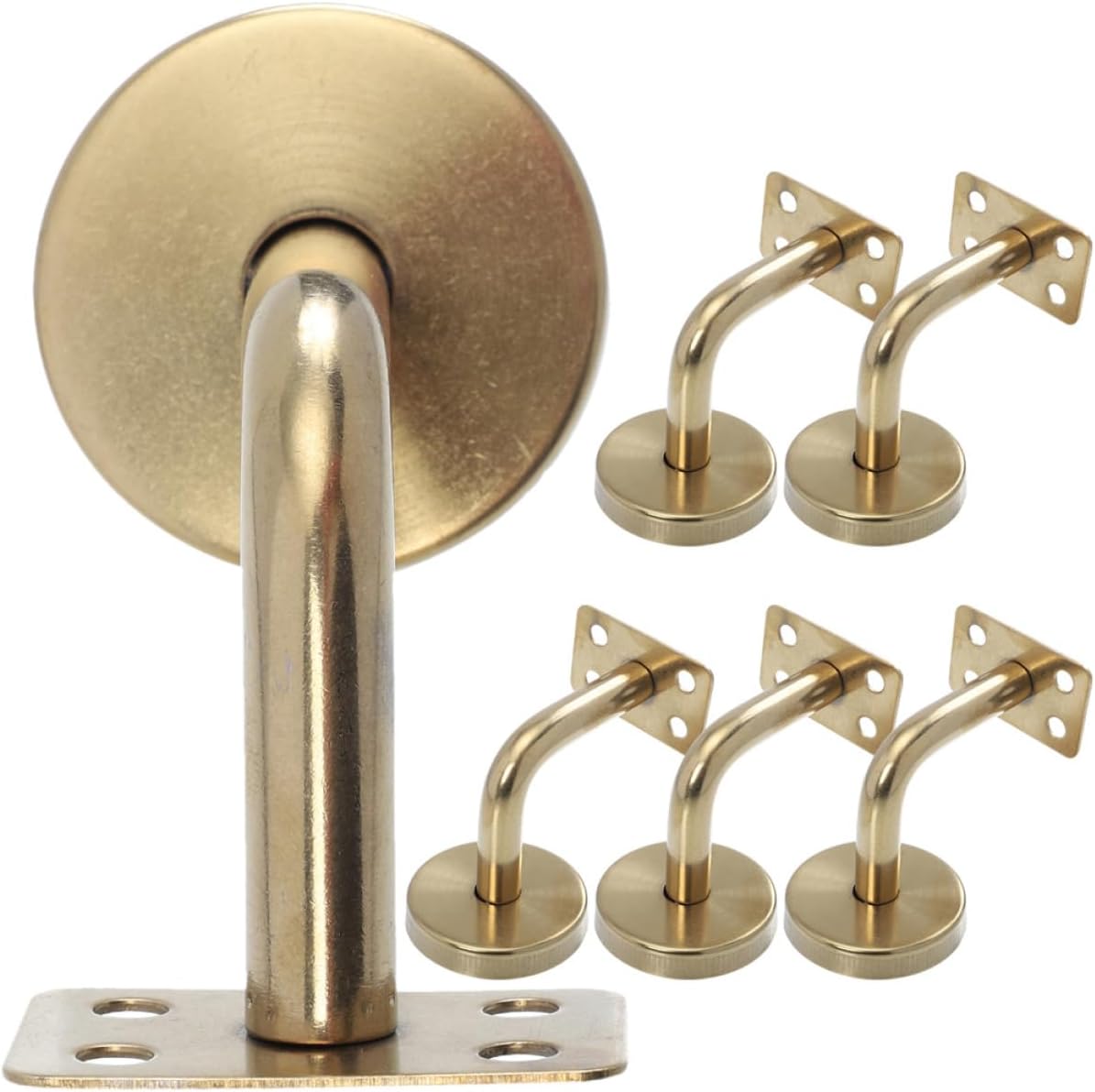 6pcs Stainless Steel Handrail Brackets Heavy Duty Support for Stairway Railing for Projects Indoor Use and Shopping Mall Resistant Design