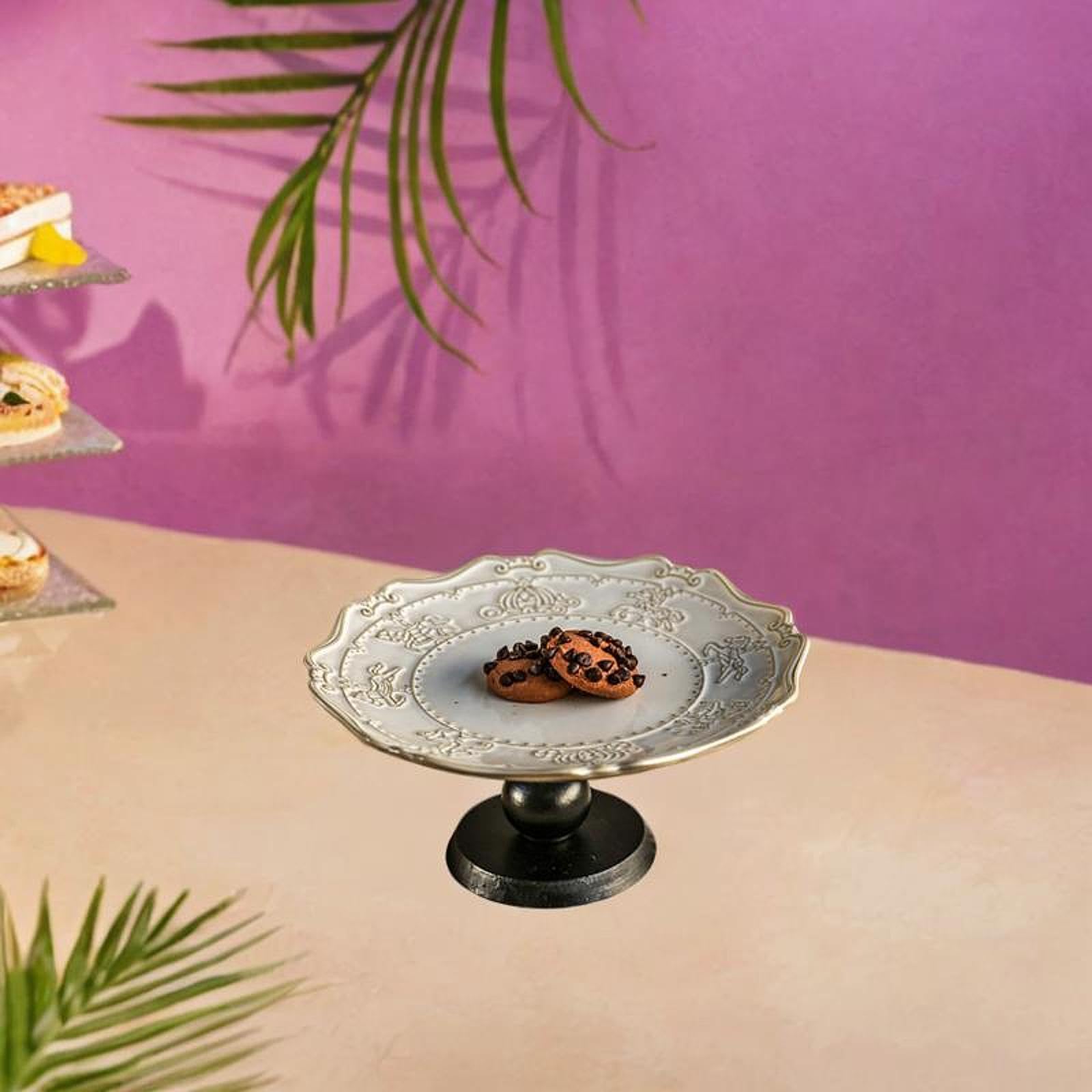 predolo Vassoio per Dolci su Piedistallo, Espositore per Dessert per Bancone Rustico, 20x9.3 Cm