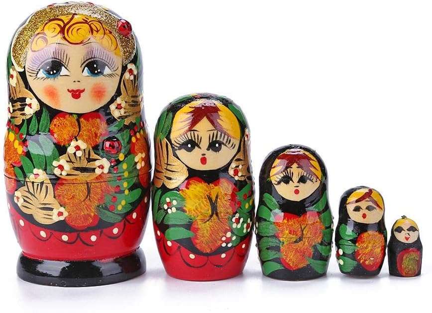 MOJ Matryoshka 1 Set Wooden Baby Toys Russian Nesting Dolls Matryoshka Dolls for Kids Children Christmas New Year Gift Home Decor Best Wishes nesting dolls (Color : 14)