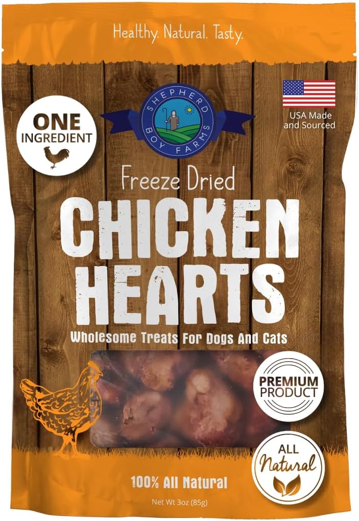  Freeze Dried Duck Hearts for Dogs & Cats, USA Made - 3oz thumbnail