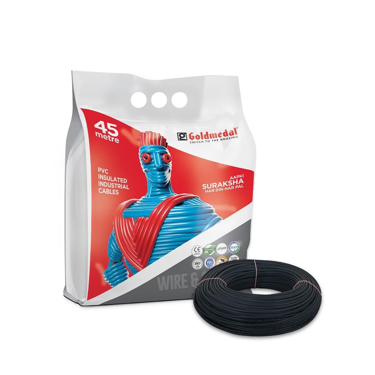 Goldmedal 45 Meter 1100V 1.0 Sq mm Fire Retardant Electric Wire (Black) - Pack of 1 | Wire for Domestic & Industrial Connection Use | Multi-Strand, PVC Electrical Insulated Copper Wire-image-9