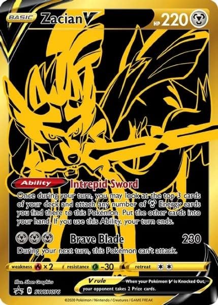 Pokemon - Zacian V (SWSH076) Black Star Promo Full Art Trading Card