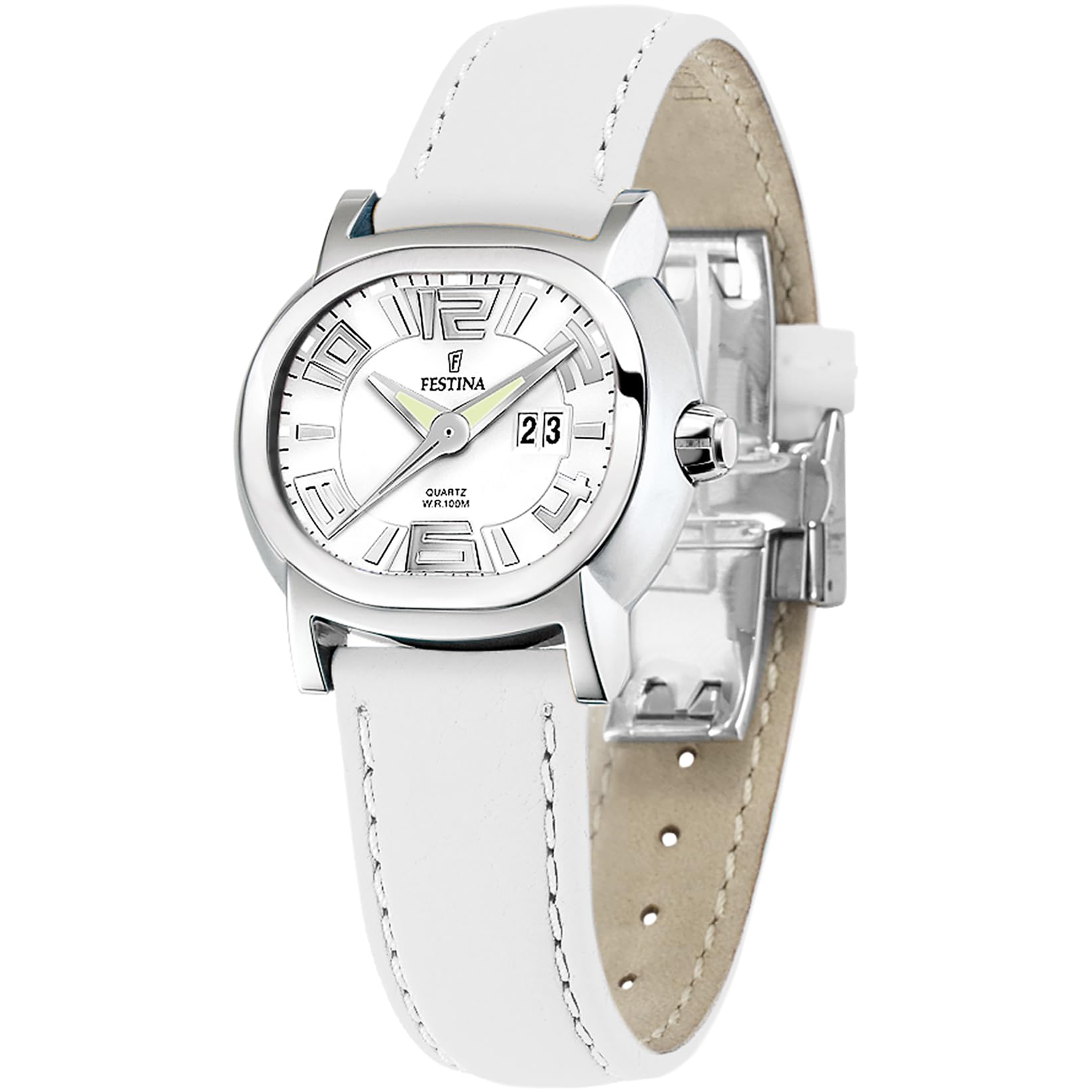 Festina Reloj Mujer F16127/H Outlet Caja de Acero Inoxidable 316l Plateado Correa de Piel Blanco