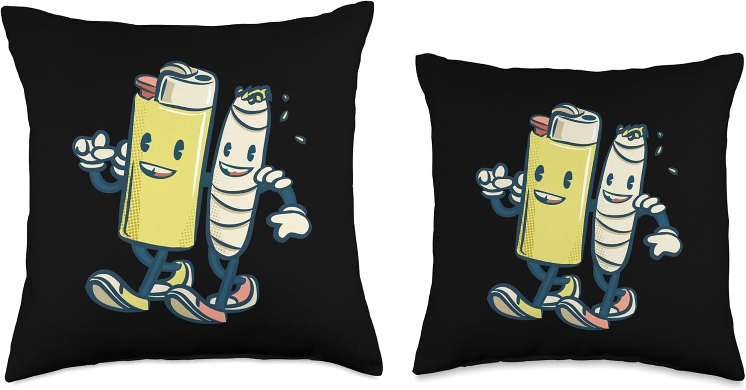 Lighter Joint Friends 420 Smoking Weed Cannabis Marijuana Throw Pillow