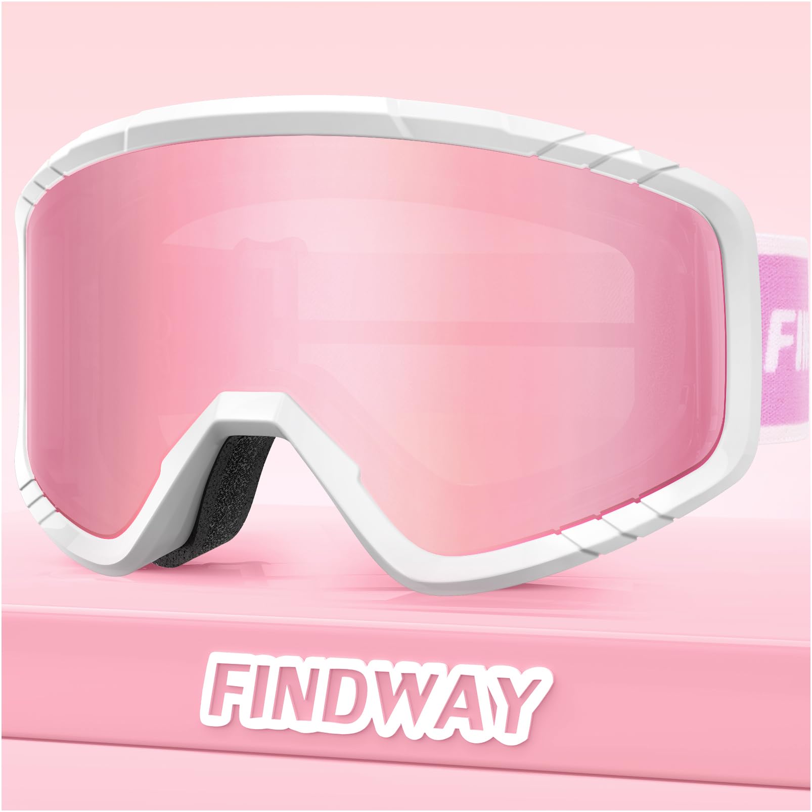 findway OTG Ski Goggles, snow/Snowboard Goggles for Men, Women Youth [Upgraded] Fit for All Helmet - Anti fog & glare & UV