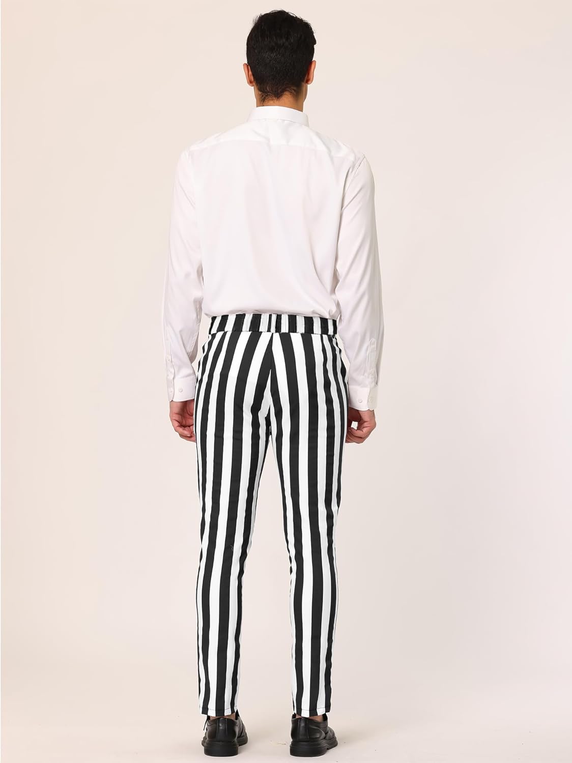 Lars Amadeus Men's Striped Pants Casual Skinny Fit Color Block Pencil Dress Trousers - Image 5