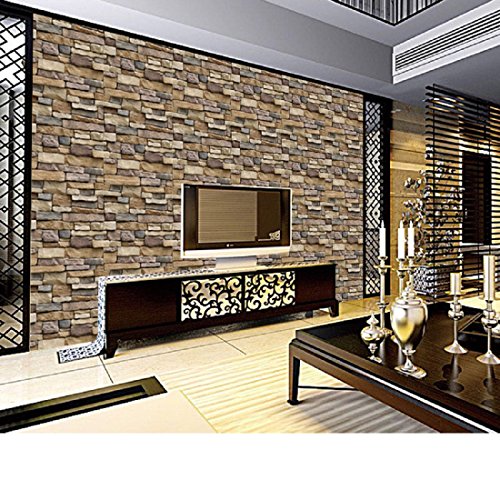 Image of JAAMSO Royals Brown Color Bricks Design Wall Papers for Home, Brick Wallpaper, Home Wallpaper, Bricks Wallpaper for Wall, House Wallpaper, Home Walpaper, Stick Wallpapers for Walls (1000 CM X 45 CM)