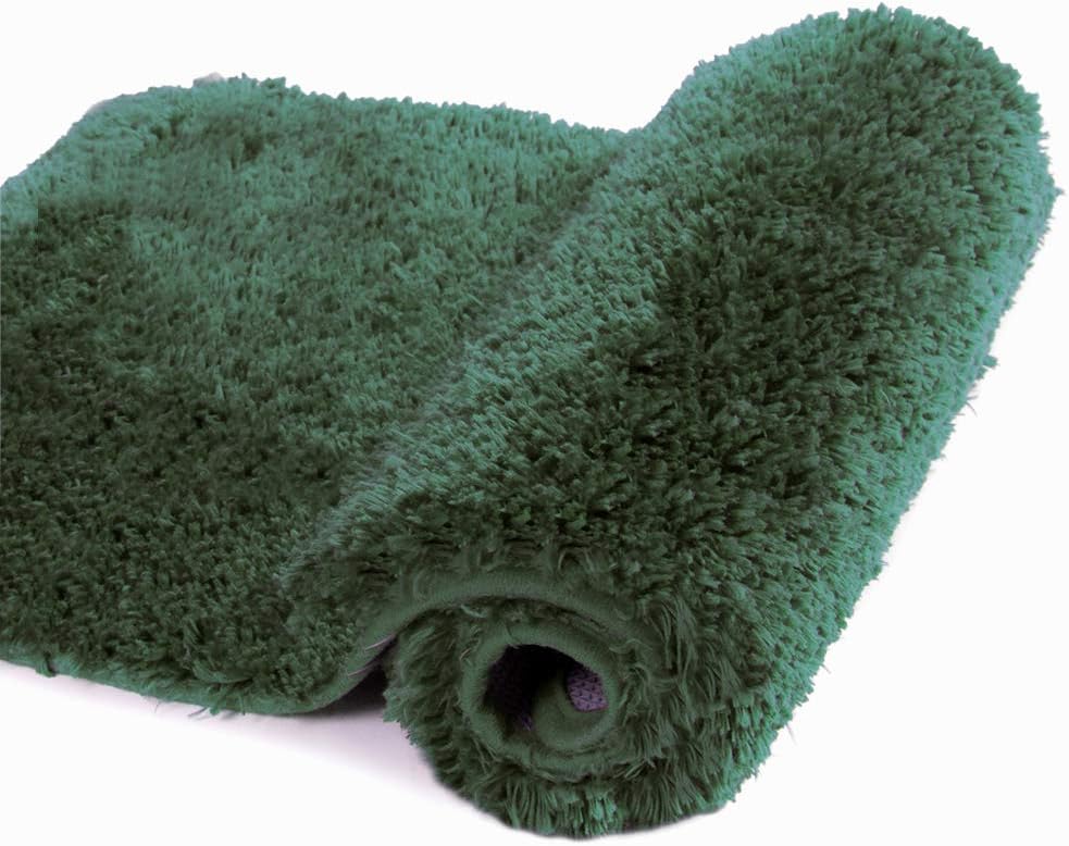 Walensee Bath Rug - Non Slip, Soft Microfiber Shaggy Bath Mat (20 x 32, Hunter Green) Water Absorbent, Machine Washable, Thick Plush Shower Mat