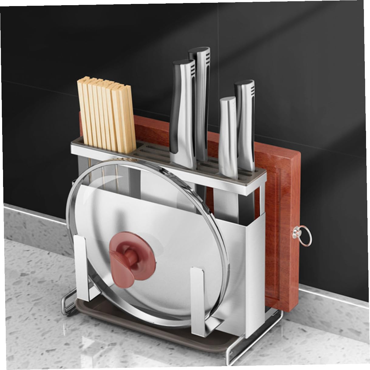 ULTECHNOVO Support de Rangement Multifonction pour Couteaux et Baguettes Porte-ustensiles de Cuisine pour Organiser Plan de Travail et Économiser de Espace