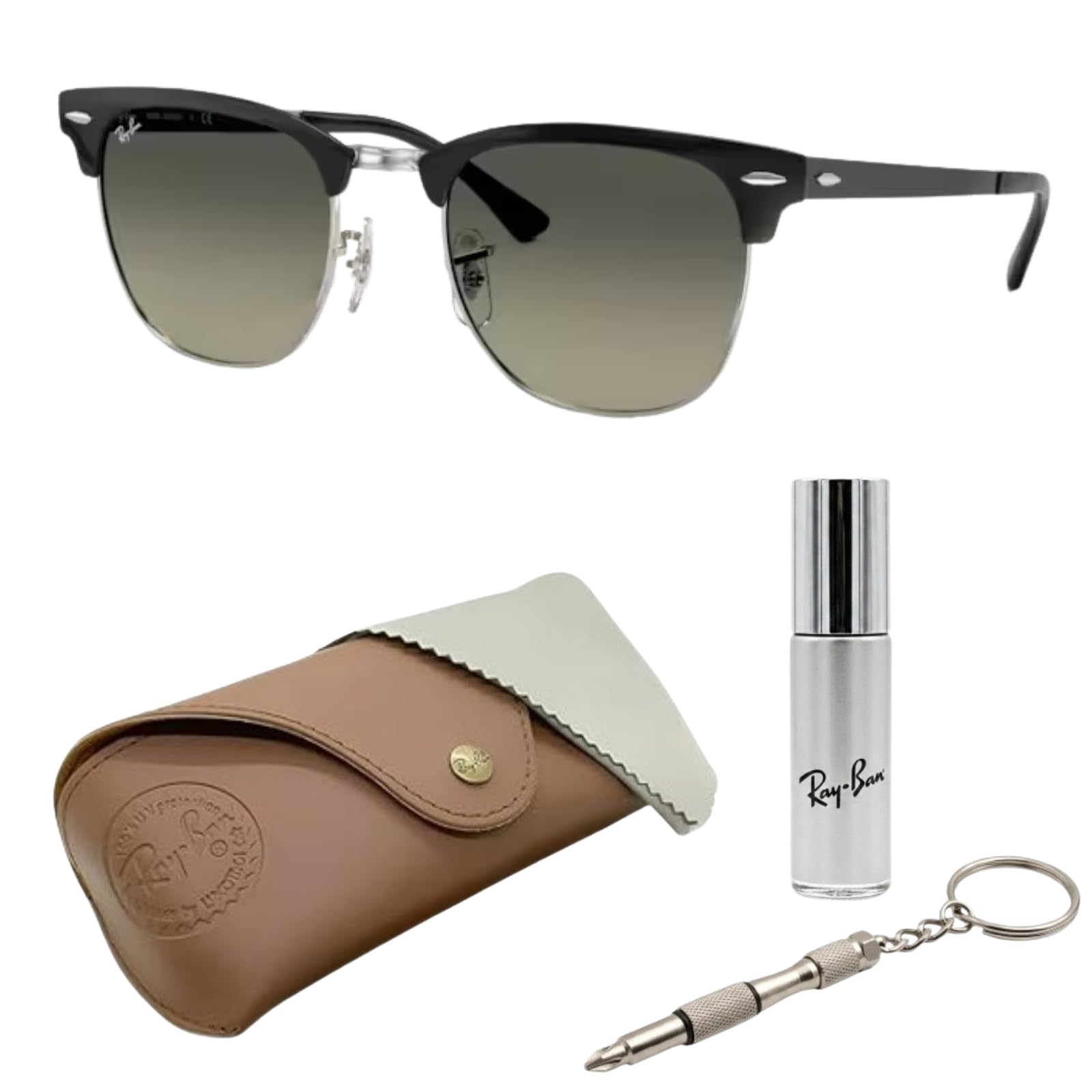 【TOMBO】Ray-Ban RB3716クラブマスタースクエアサングラス Ray-Ban RB3716 CLUBMASTER METAL Square Shaped Sunglasses for Men