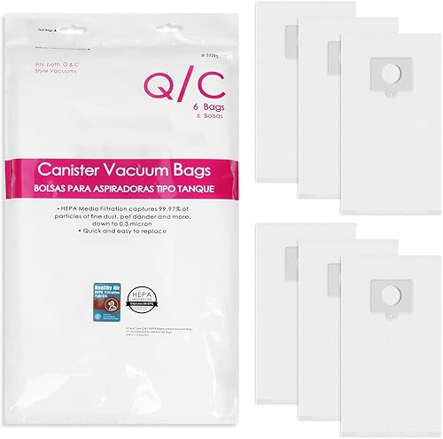 Miniatura 1 de Paquete de 6 bolsas de vacío Kenmore QC tipo QC HEPA de repuesto para bolsas de vacío Kenmore 600 400 200 700 800 Series 81615 81214 81414 81714