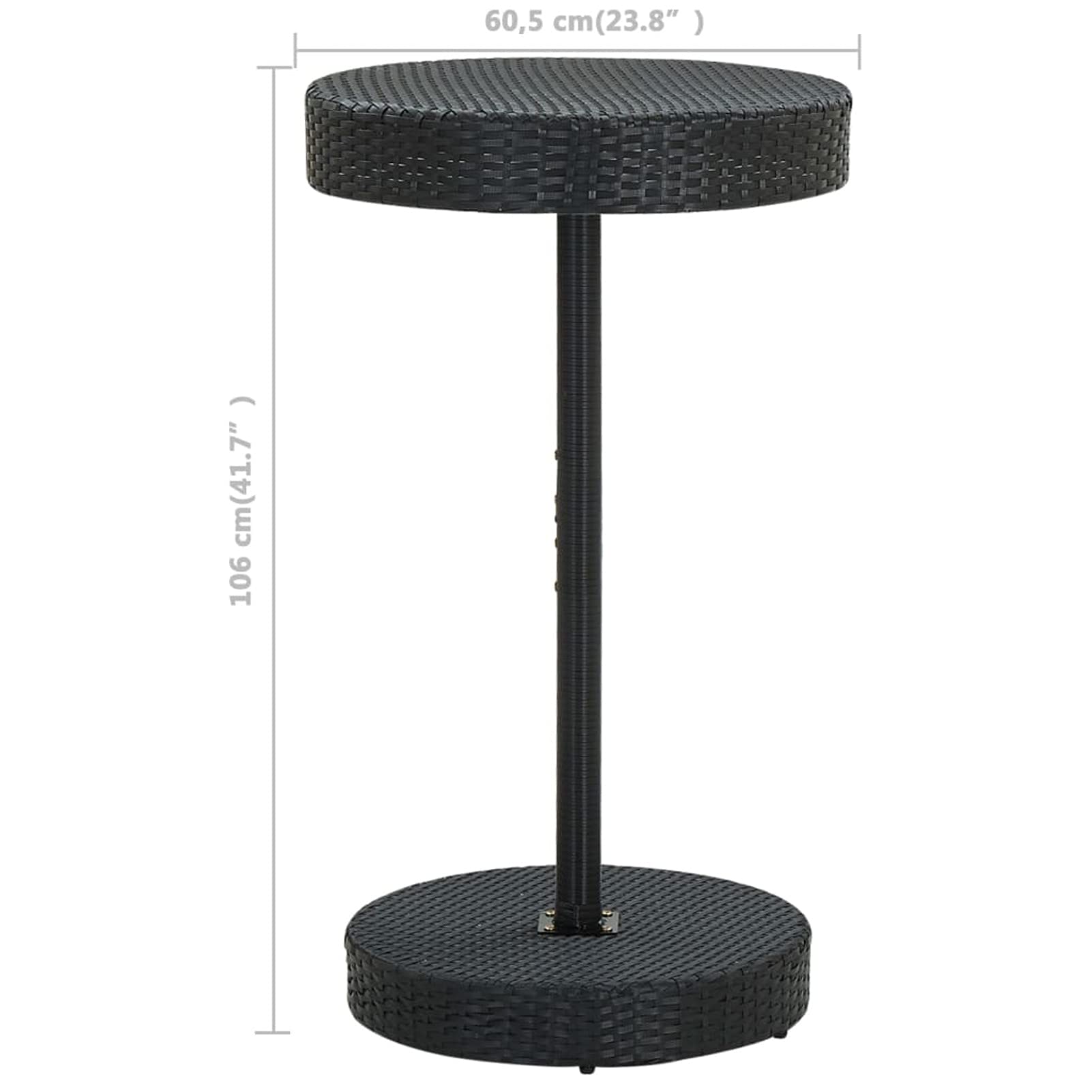 Tidyard Set da Bar da Giardino in Polyrattan Nero/Marrone/Grigio, Tavolo e Sedie Alti per Esterno