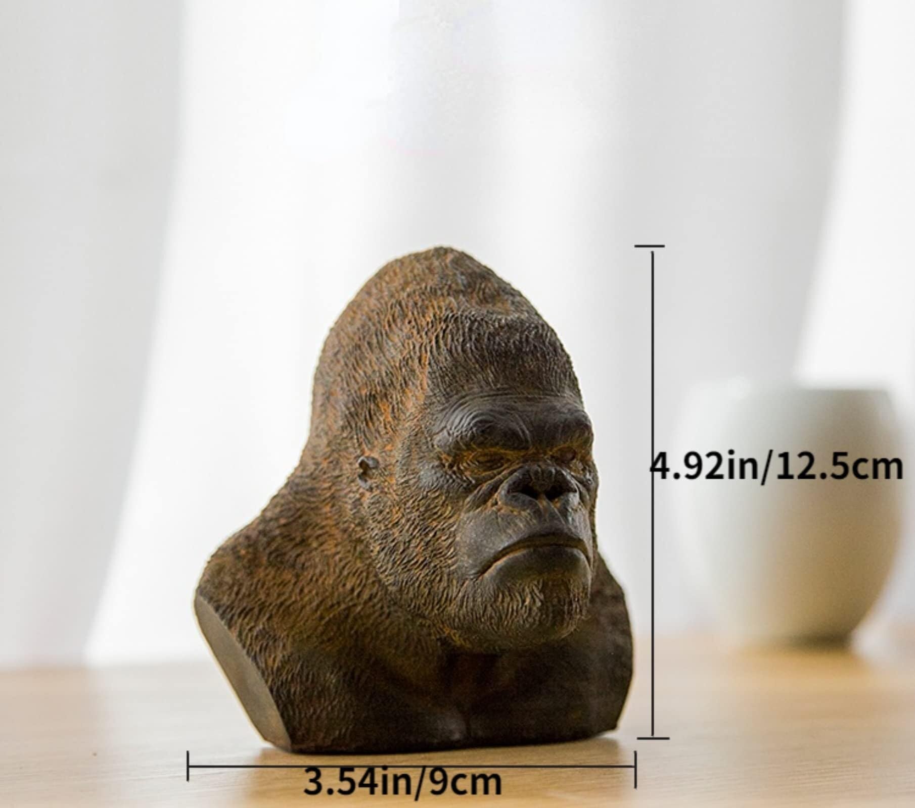 Regalos para Mujeres Estatua de Busto Gorila Hierro Fundido Macizo, Figura chimpancé, Escultura, Animal simulación Decoración para estanterías