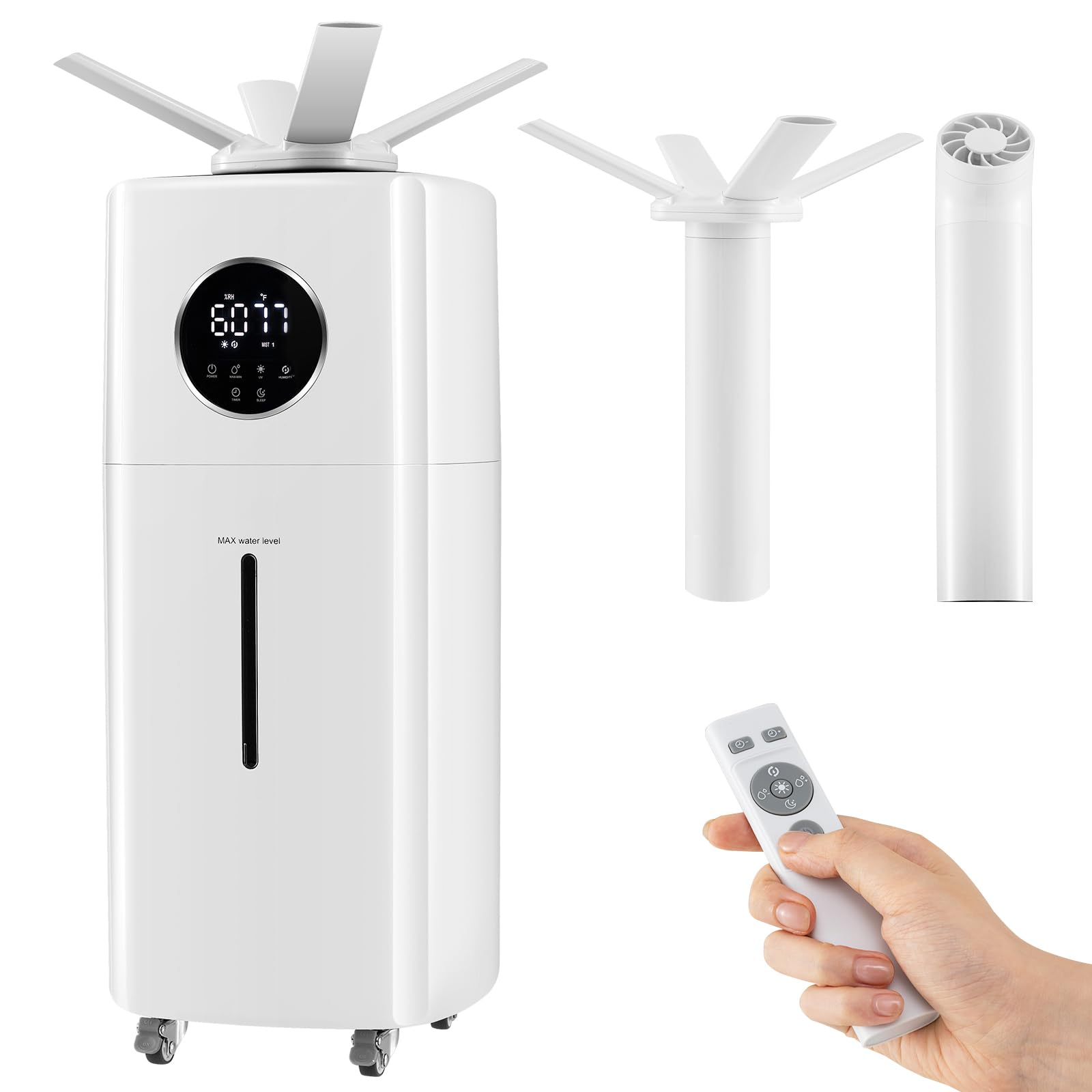 ARLIME Humidifier Large Room 2200 Sq.Ft, 5.5Gal Top Fill Commercial Humidifier w/3 Mist Levels, Power-off Memory, Extension Tube, 360° Nozzles, Whole