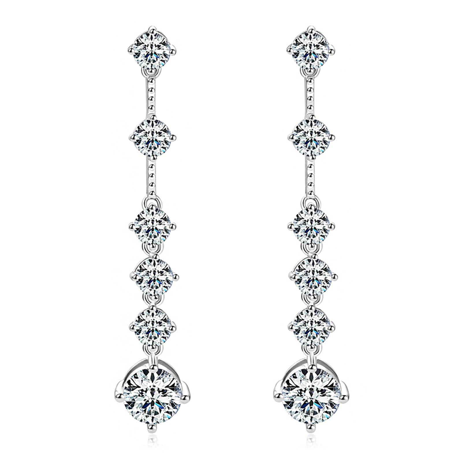 S925 Sterling Silver Fringe Dangle Earrings for Women 2ct VVS1 D-color Diamond Ear Stud Great for Wedding Day