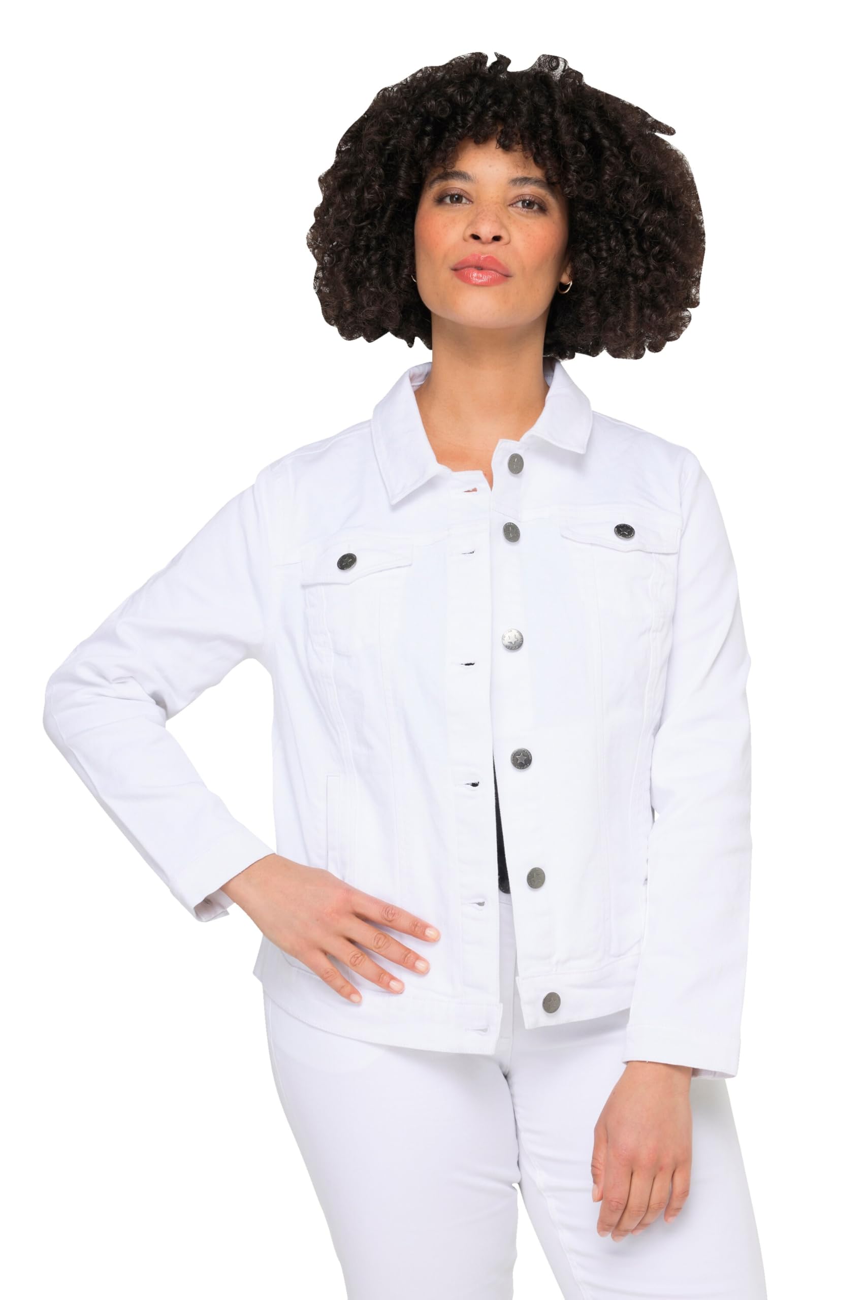 Angel of Style Damen große Größen Übergrößen Plus Size Jeansjacke Frieda, Wascheffekte, Hemdkragen, Langarm 831951