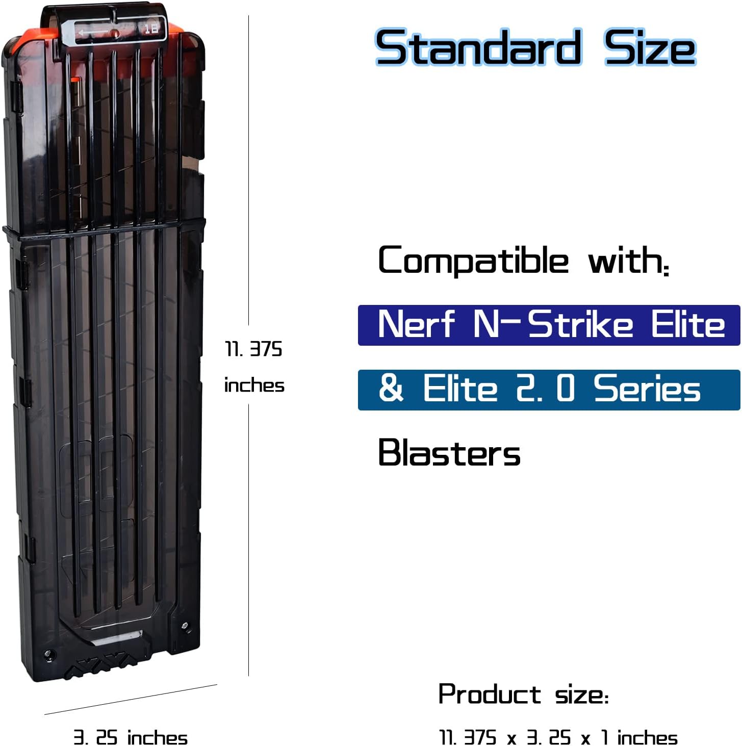 2 Pack 18-Dart Quick Reload Clip Magazine for Nerf N-Strike Elite Series (Black)