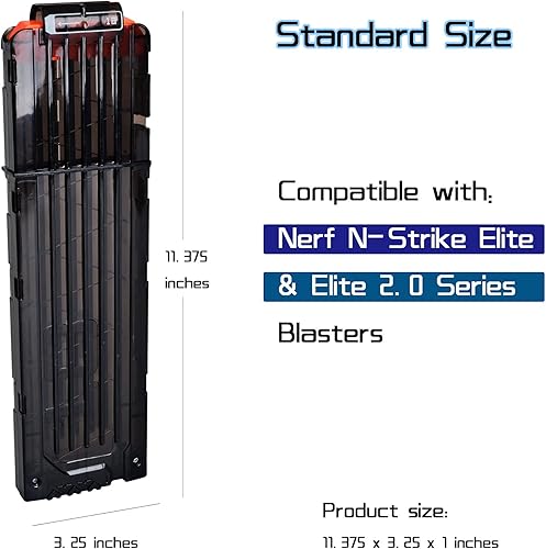 Miniatura 7 de Paquete de 2 cargadores de clip de recarga rápida de 18 dardos para Nerf N-Strike Elite Series (negro)