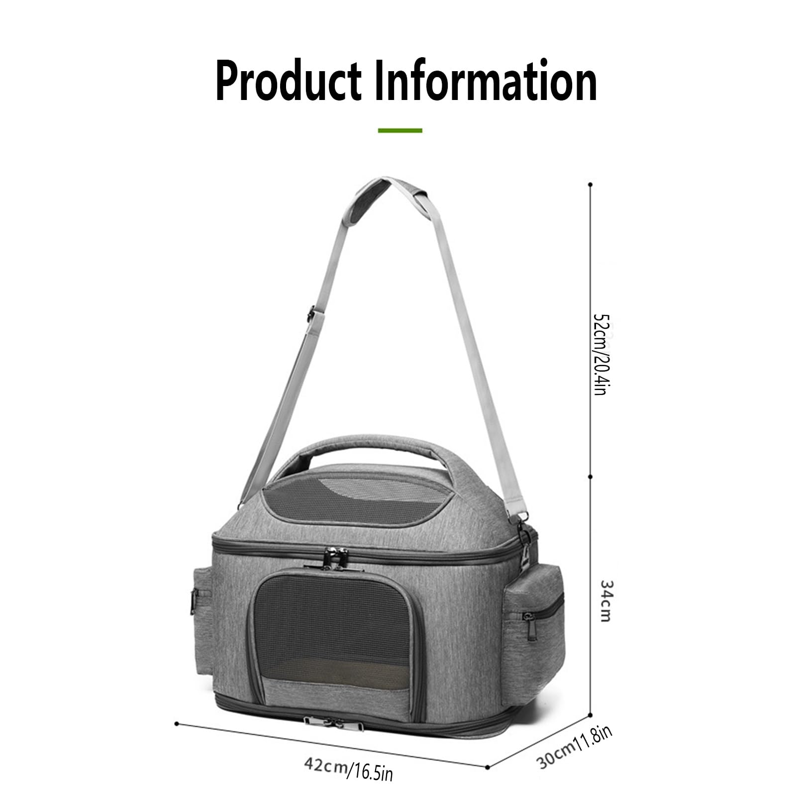 Transportín para Gatos Blando Plegable Antifugas Ventilado Correa Ajustable para Coche/Veterinario/Viaje para Gatos/Perros de hasta 22 Libras(Green)
