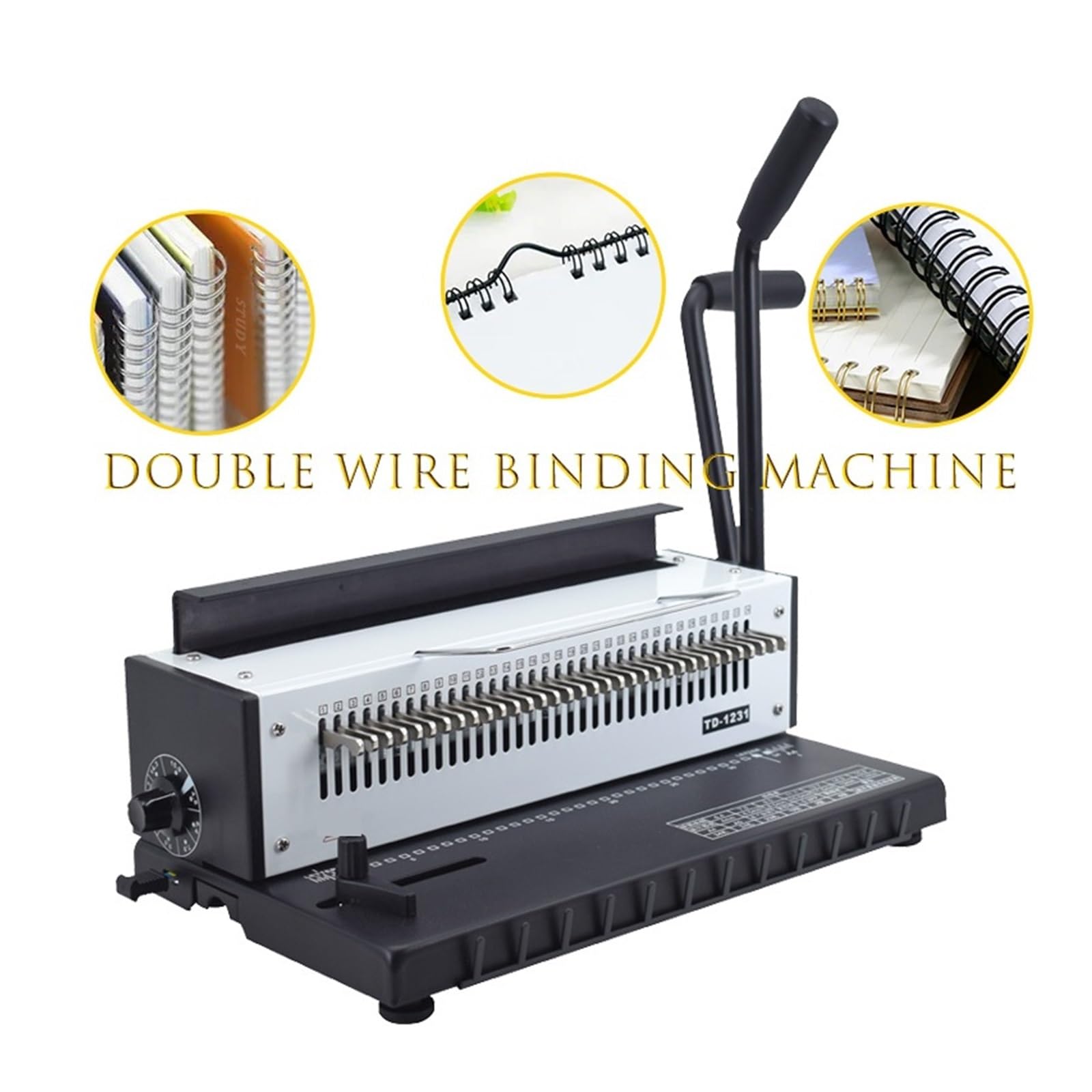 Bindownica, TD-1231 34 otwory metalowa podwójna maszyna do dziurkowania drutem A3A4 dziurkacz segregatorów, biura, szkoły, biznesu