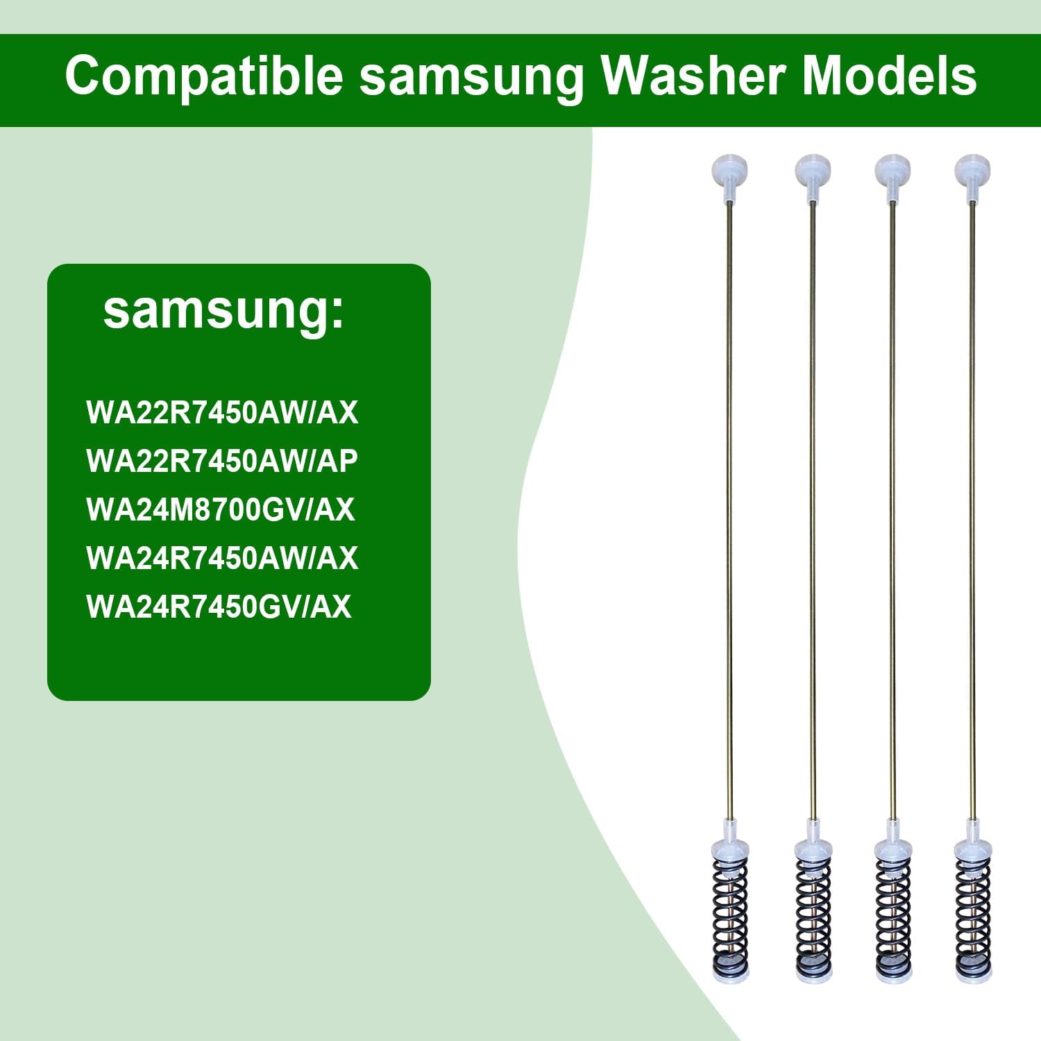 WA22R7450AW DC97-16350P Washer Suspension Rods 4 Pack for Samsung Digital Washer Amortiguadores Lavadora/suspension Para Lavadora, Fits for Models WA24R7450GV WA24M8700GV, Part Number AP6002547