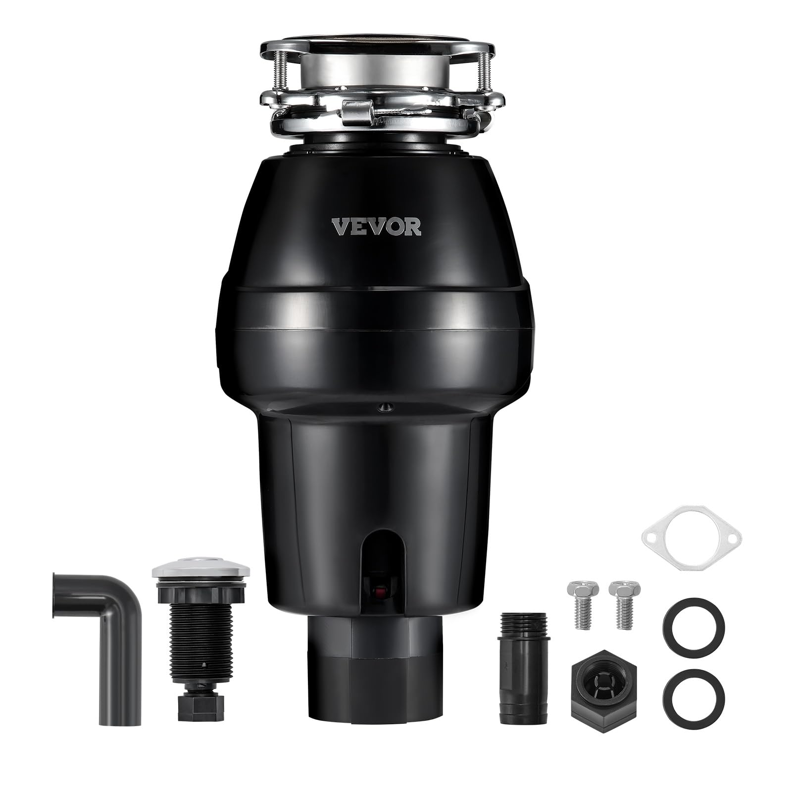 VEVOR Tritarifiuti per Lavello da Cucina, 0,559 kW, Sistema di Smaltimento Rifiuti Alimentari in Acciaio Inox, Montaggio 3 Bulloni, 3600 giri/min, con Cavo di Alimentazione, Paraspruzzi per la Casa