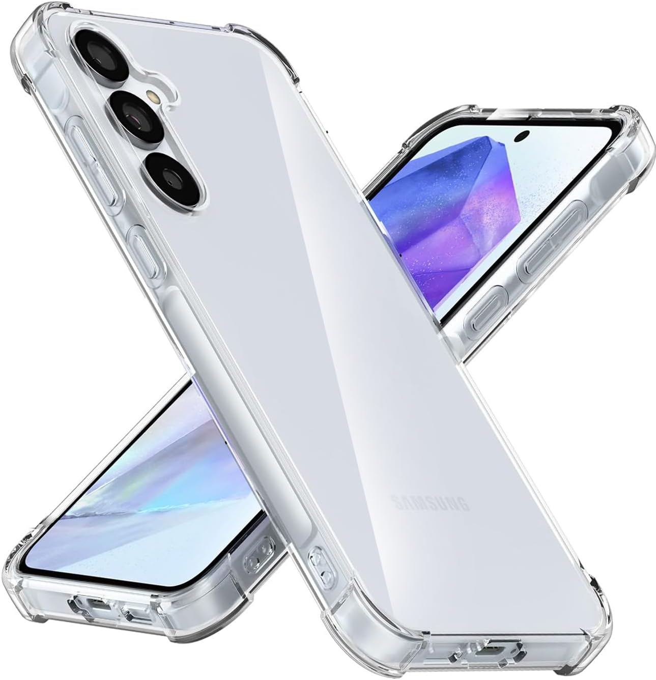 USTIYA Case for Samsung Galaxy A55 5G Clear TPU Four Corners Military-Grade Protection Cover Transparent Soft funda