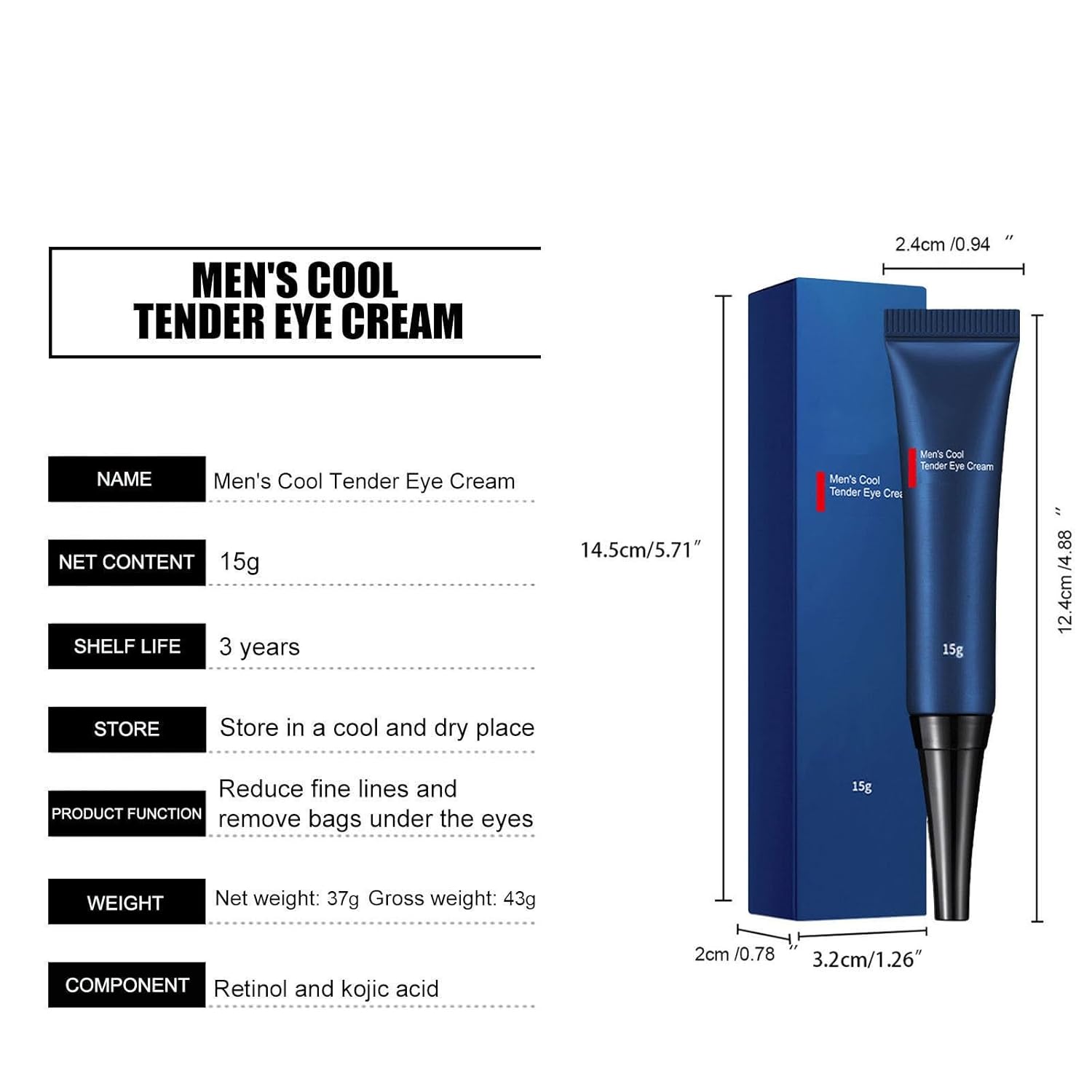 Men's Cool And Tender Eye Cream Firming Eyes Fade Fine Lines And Dark Circles Gentle Eye Cream