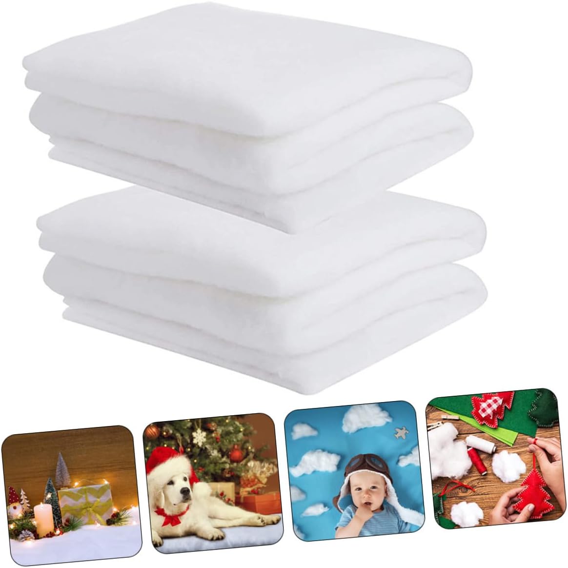 Mikikit 2pcs Artificial Snow Blankets Fluffy Cotton Fake Snow for Christmas Party Supplies Winter Holiday Decor and Photo Props