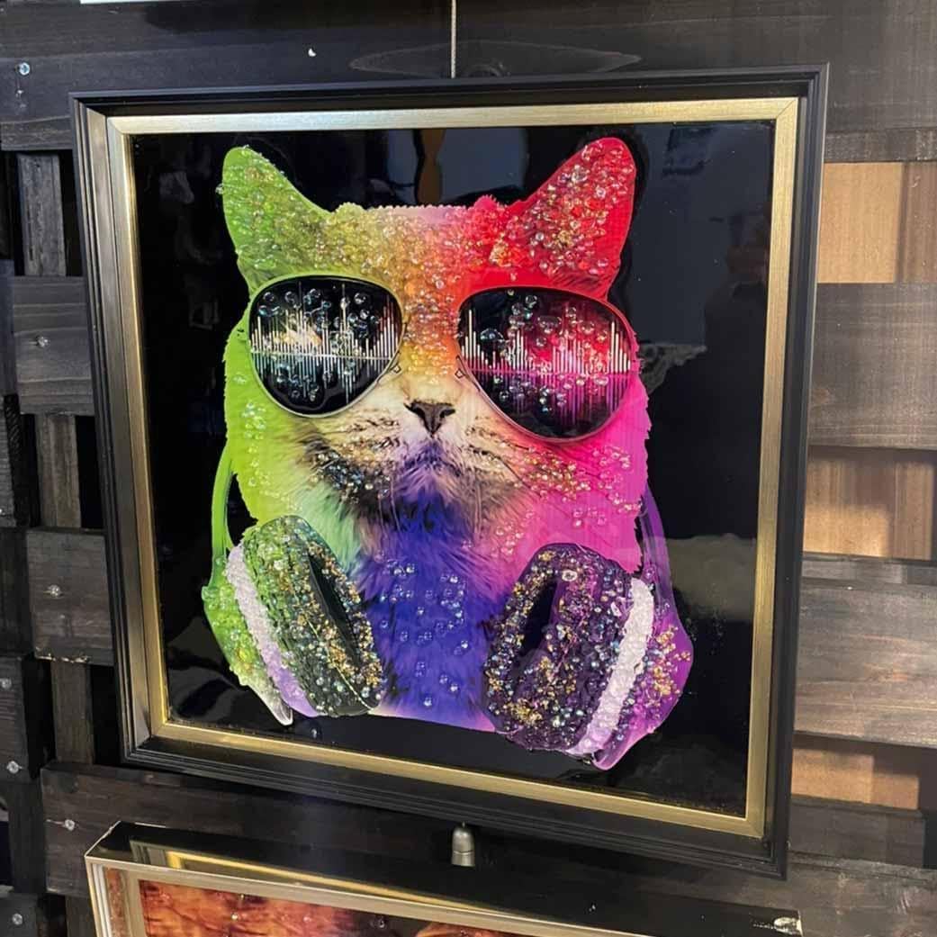 猫クリスタルピクチャーファンキーキャット Amazon.co.jp: Art