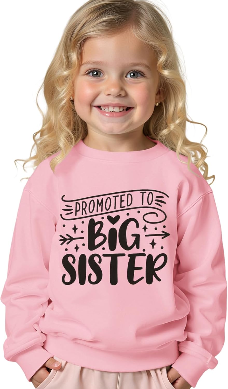 Promoted to Big Sister Sweatshirts Toddler Baby Girl Announcement Big Sis Pullover Crewneck Shirts Fall Tops Clothes