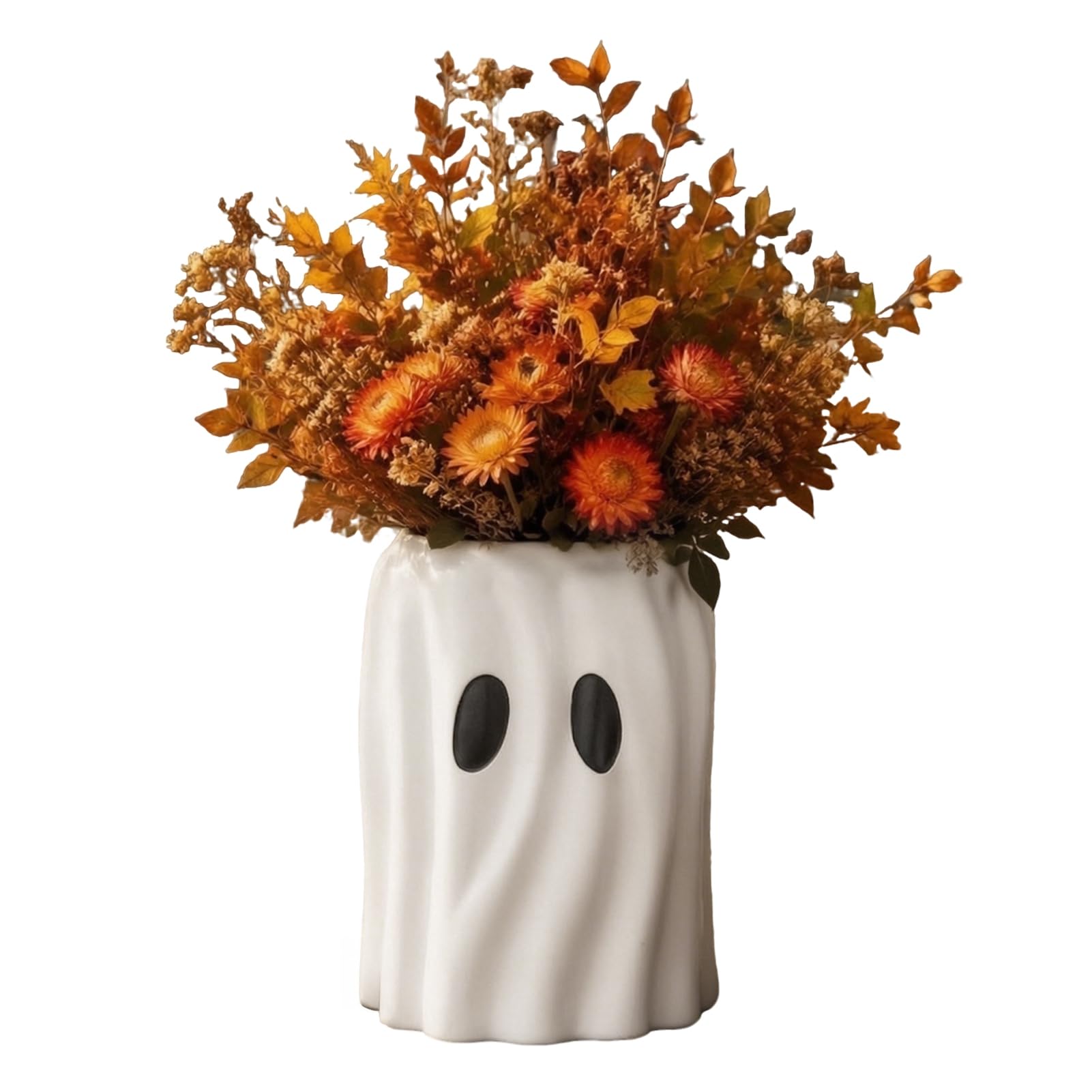 Pasisuu Cute Ghost Halloween Flowerpot, Resin Halloween Ghost Planter for Indoor Home Decor, Multifunctional Desktop Organizer, Creative Pen Holder, Floral Arrangement Vase 1pc