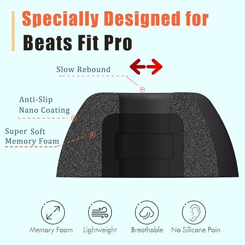 Miniatura 3 de Puntas de espuma viscoelástica para auriculares Beats Fit Pro de repuesto para auriculares Beats Fit Pro, color negro LMS