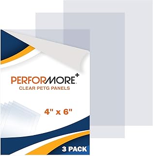 Performore 3 Pack of 4x6 Inch Plexiglass Sheet with Protective Film, 0.04" Thick PETG Panels, Clear Acrylic Plastic Sheet for Picture Frame, Invitations, Cricut