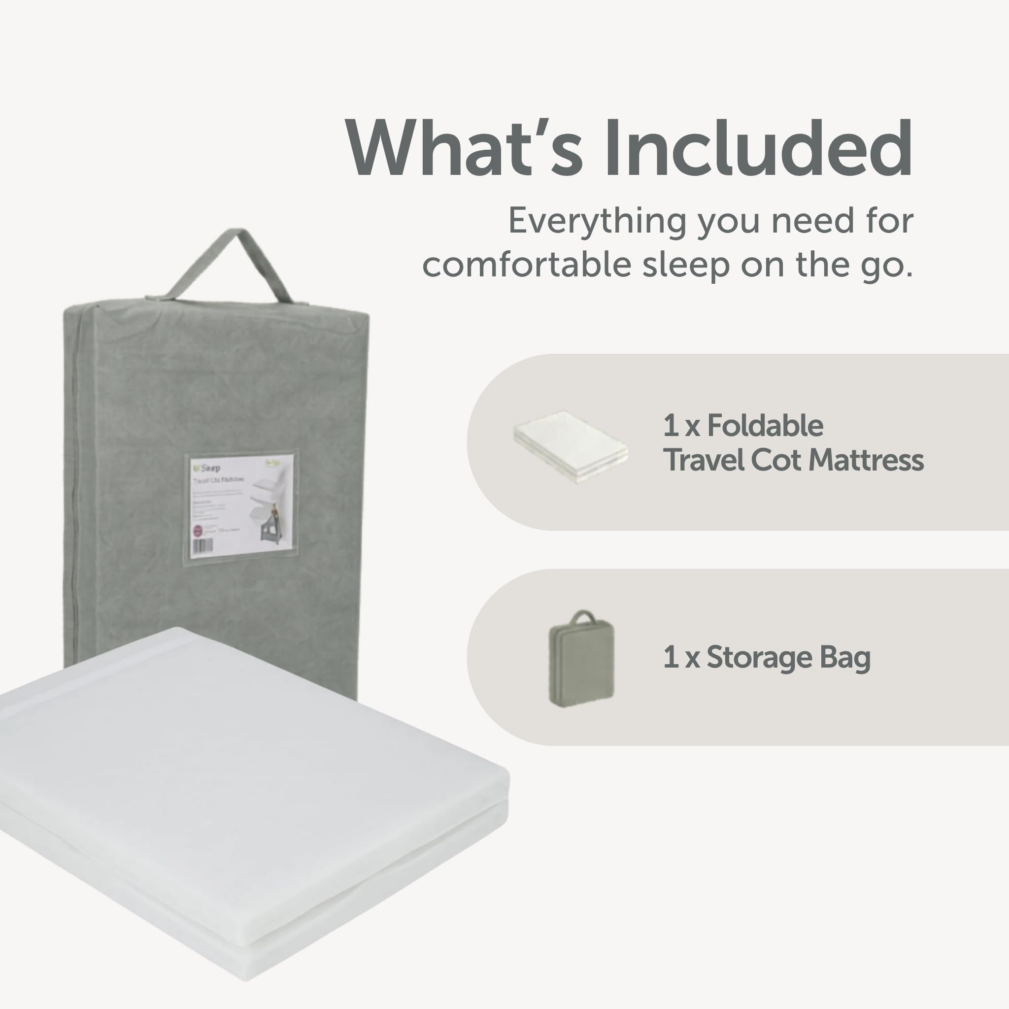 Baby Elegance Matelas de lit de voyage 70 x 100 x 3 cm | Design pliable en fibre écologique pour le voyage et le rangement avec sac de transport | Construction respirante avec noyau de soutien |