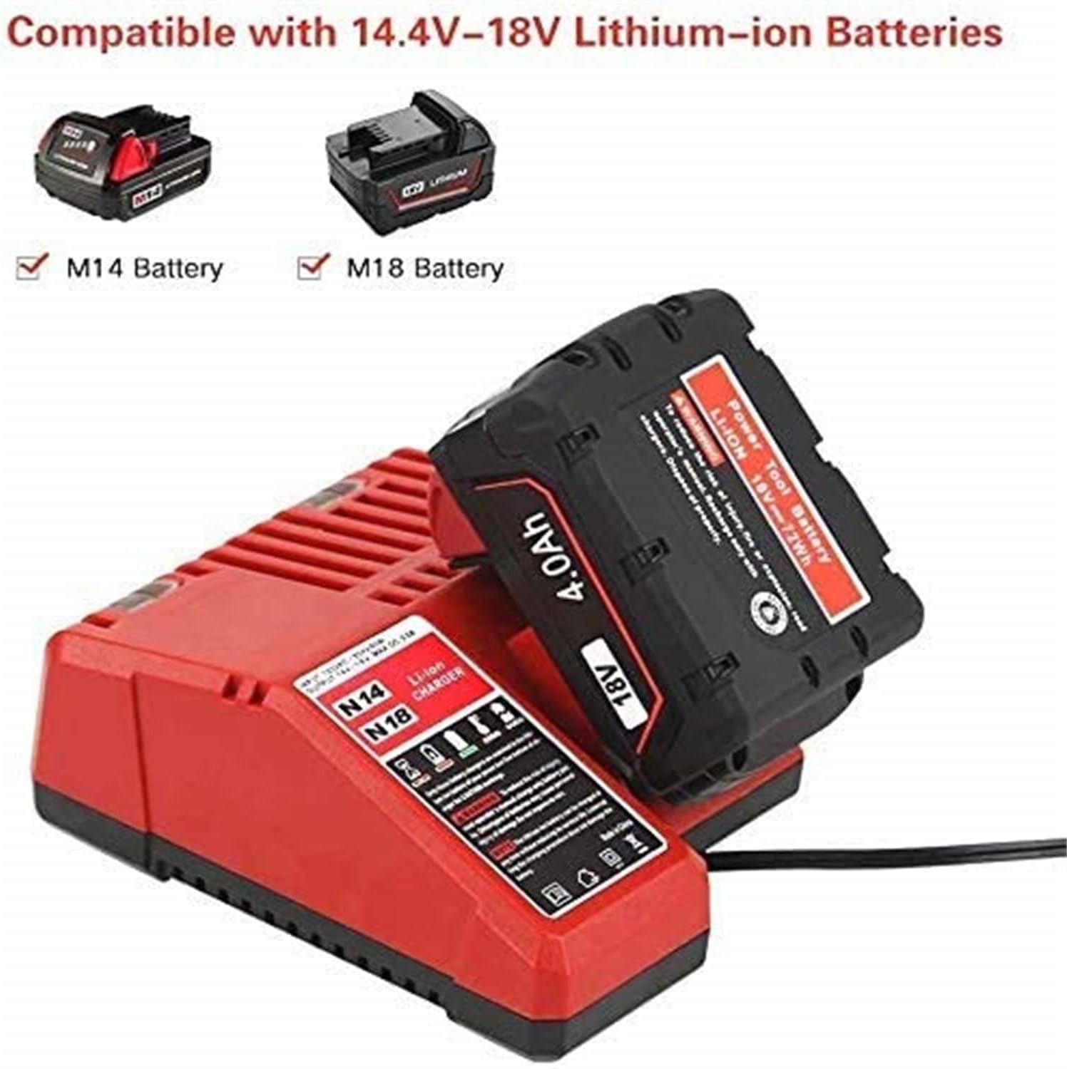 for Milwaukee m18 Battery Charger Multi Voltage Charger Replacement for Milwaukee M18 4.4V-18V Lithium-ion Batteries Charger 100V-220V 48-59-1812 M18 M12 48-11-1815